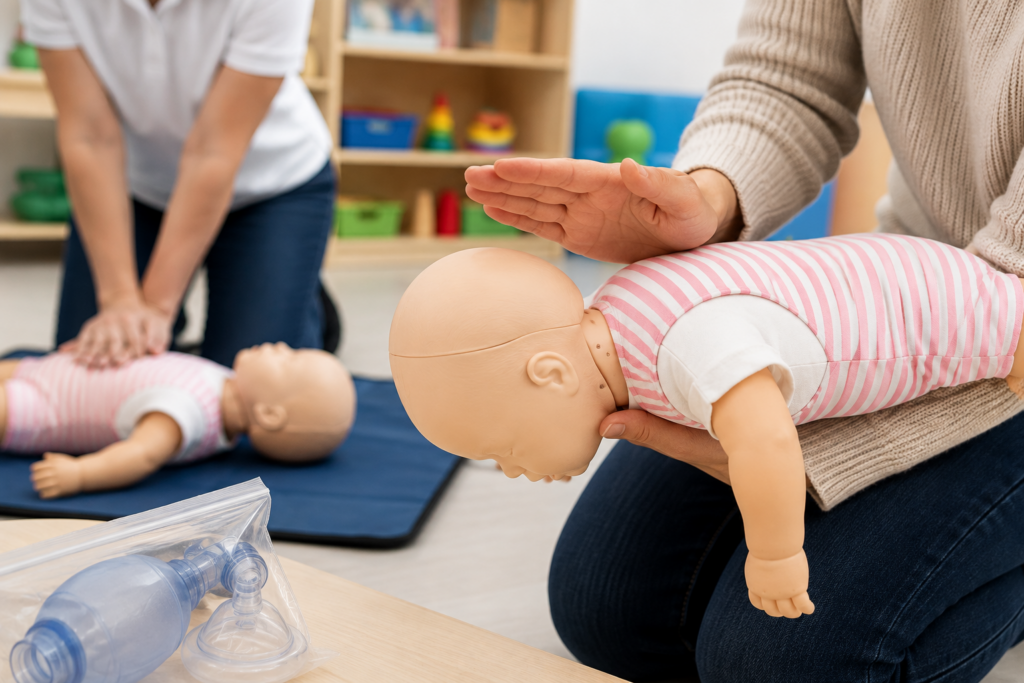 Formation SST en crèche – intervention face à un étouffement chez un enfant