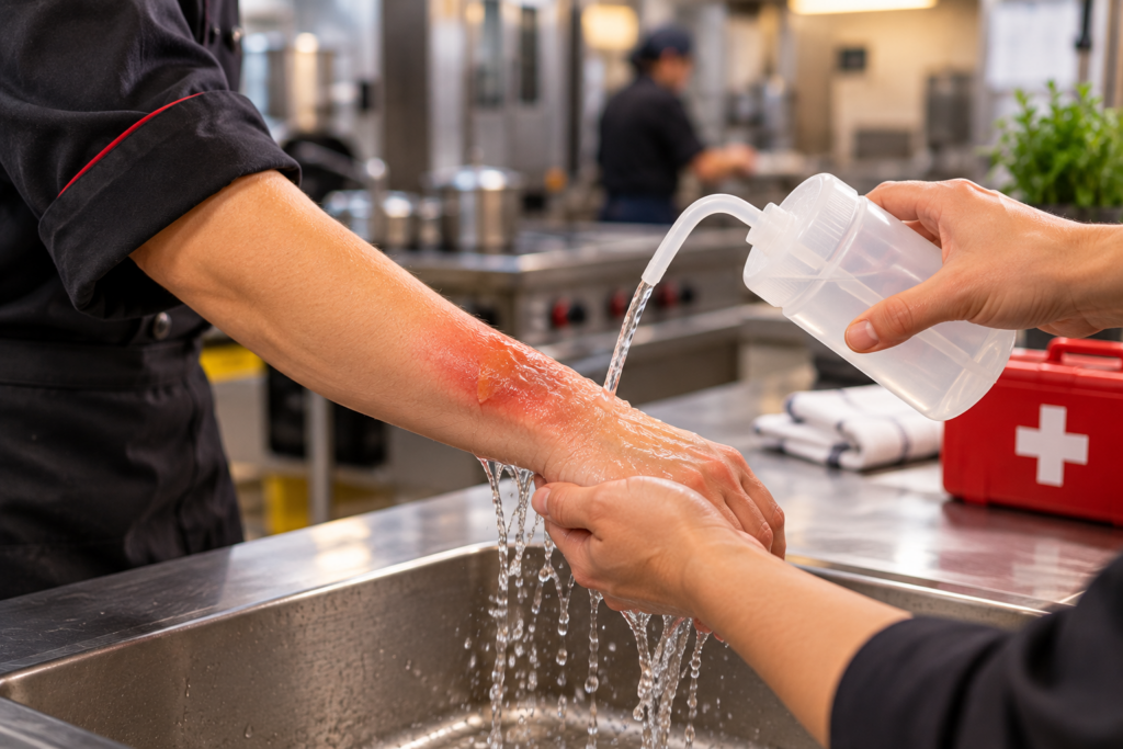 Arroser la brûlure en entreprise